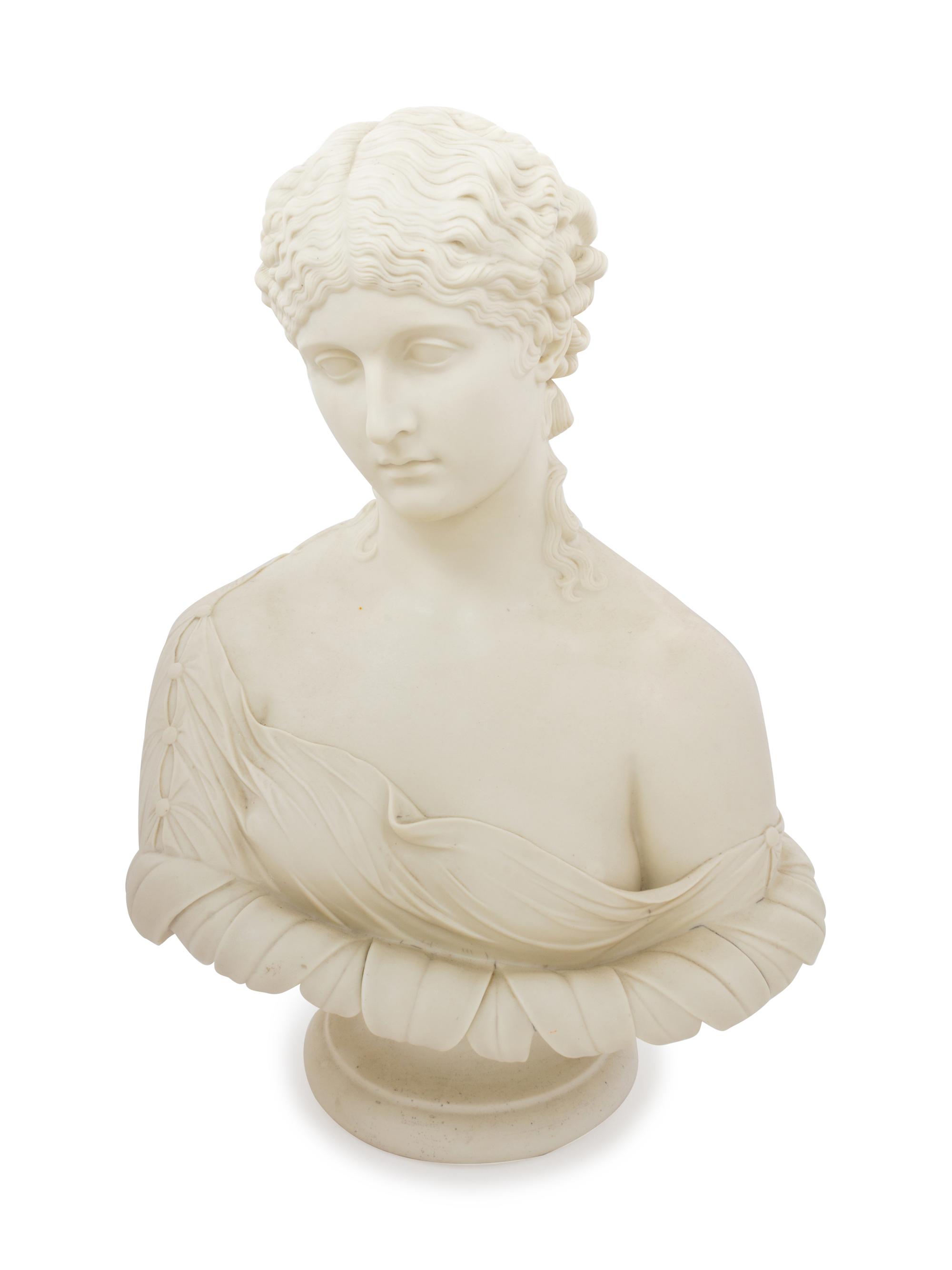 A Bisque Porcelain Bust of a Woman
