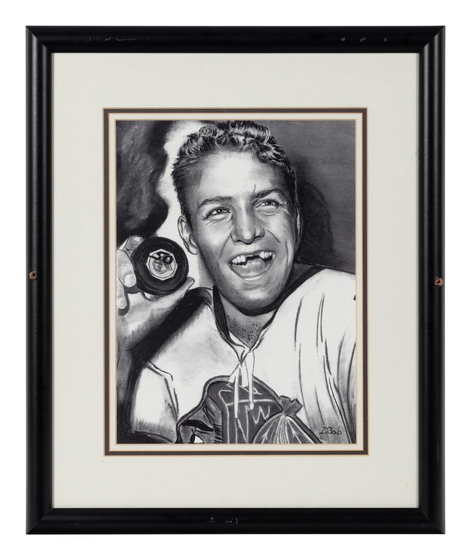 A Group of FIve Prints and Artworks of Various Hockey Players Formerly Displayed at Mike Ditka’s Restaurant