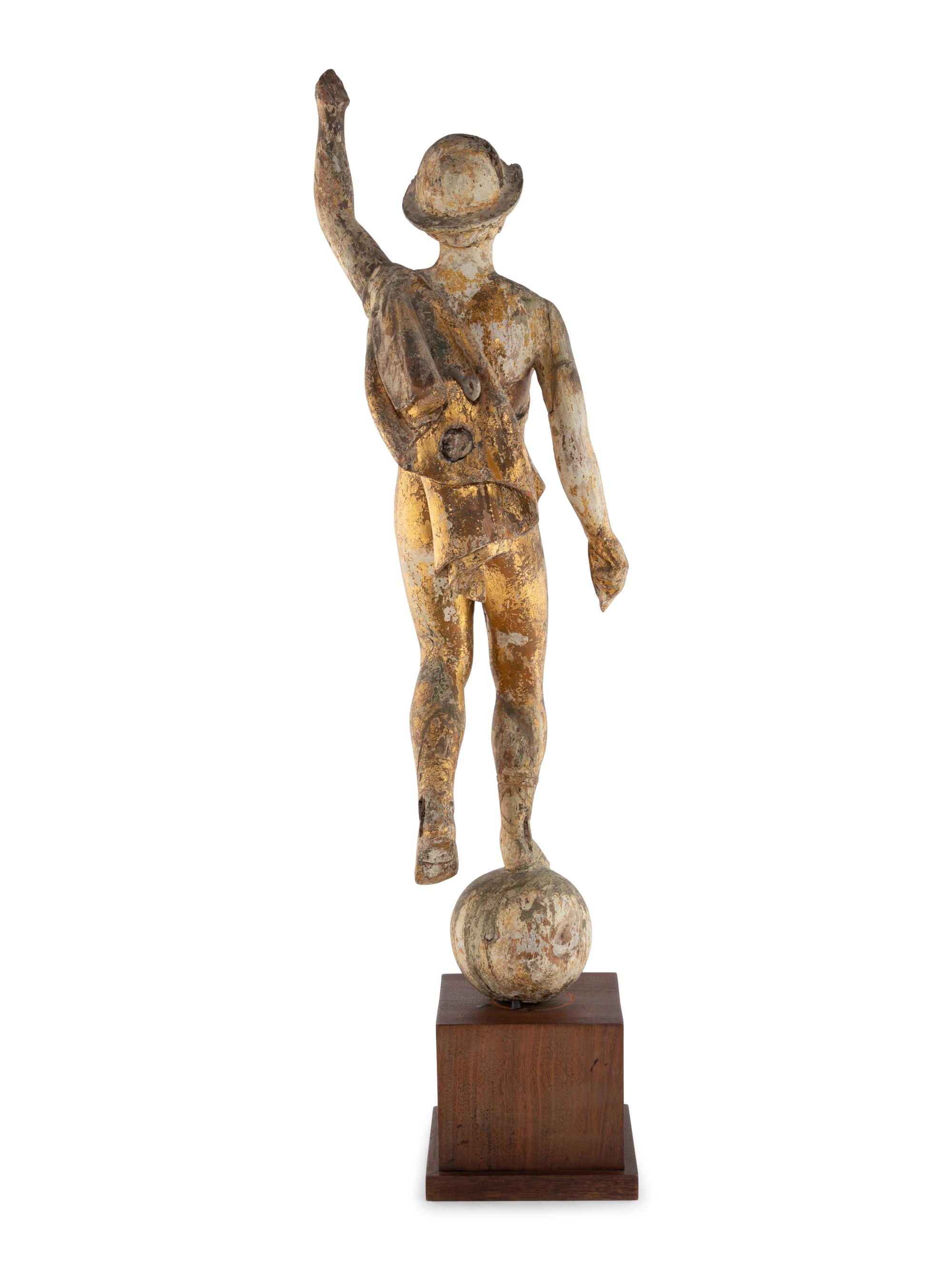 A Carved and Parcel Gilt Figure of Mercury