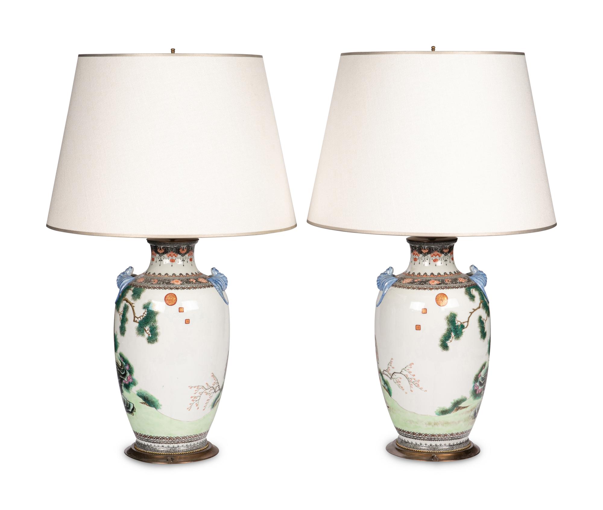 A Pair of Chinese Famille Rose Porcelain Vases