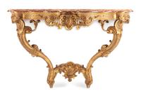 A Regence Style Carved Giltwood Console Height 32 x width 51 x depth 21 1/2 inches. — 19TH CENTURY