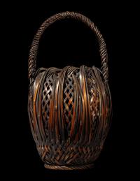 A Japanese Ikebana Bamboo Basket