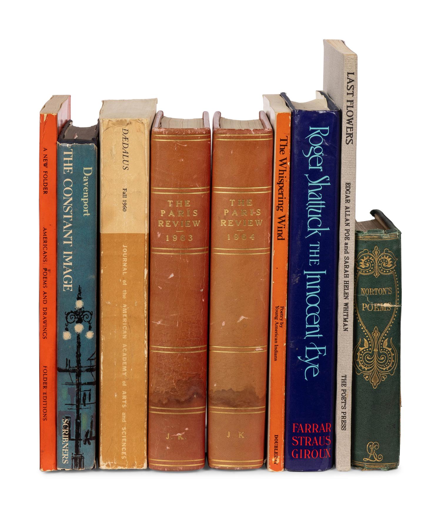 [KENNEDY ONASSIS, Jacqueline Bouvier (1929-1994), her copies]. A group of 8 works of poetry and literature from her library, including: