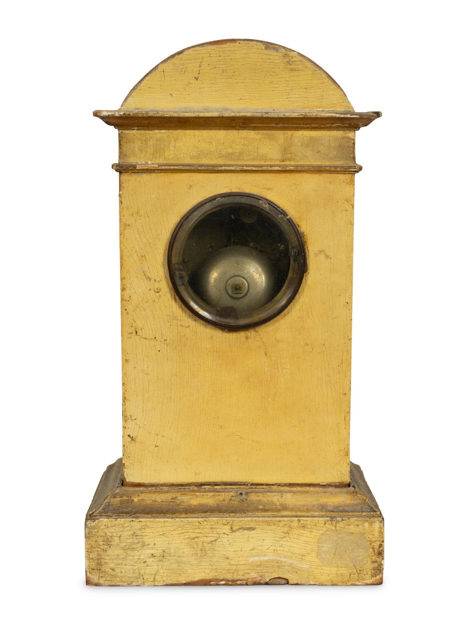 A French Rococo Revival Polychrome Painted Mantel Clock