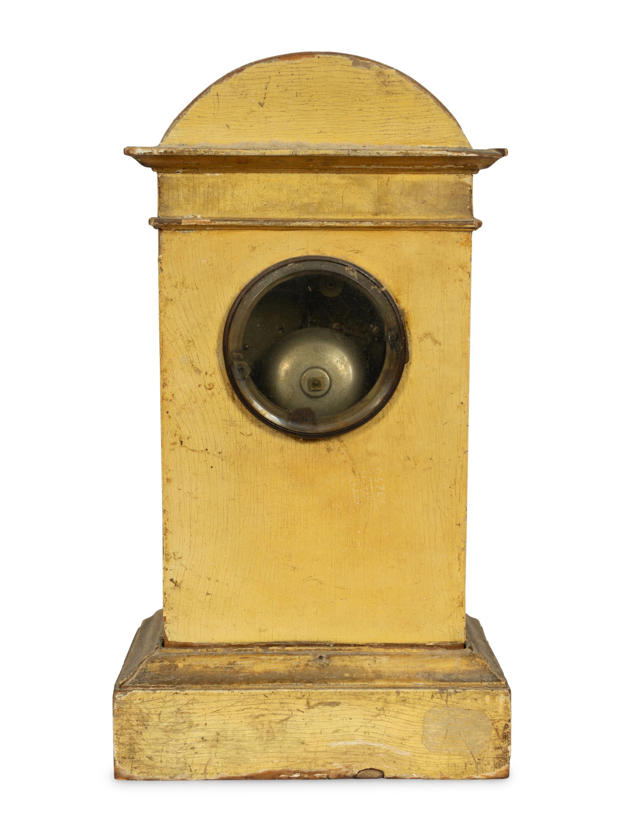 A French Rococo Revival Polychrome Painted Mantel Clock