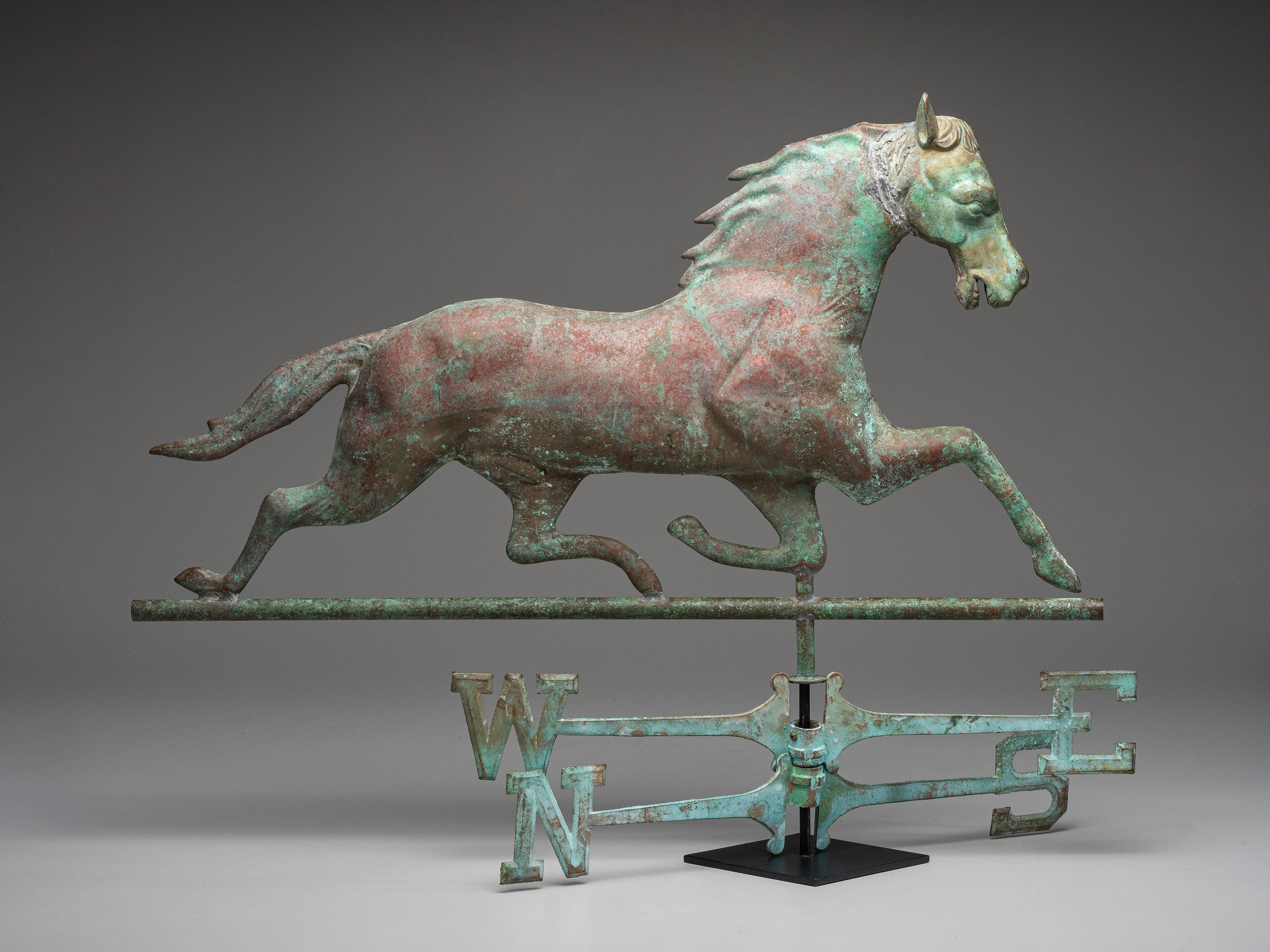 A Molded Copper and Cast Zinc Running Horse Weathervane