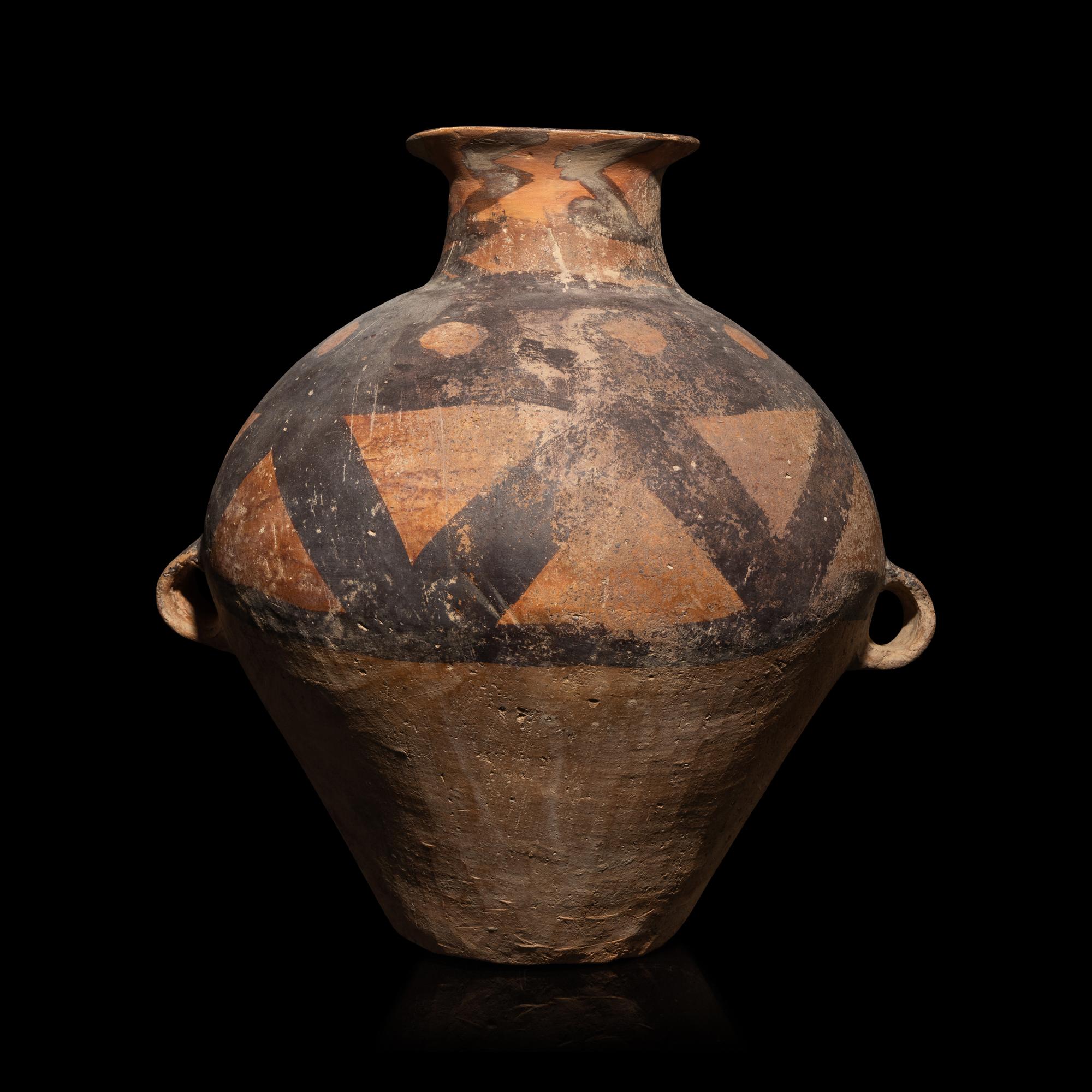 A Chinese Neolithic Painted Pottery Vessel, Majiayao Culture, Banshan Type — 馬家窯文化（半山類型）彩陶雙耳罐
