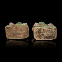 A Pair of Chinese Export Famille Rose "Foreign Warriors" Candle Holders, Qianlong-Jiaqing Period 清乾隆-嘉慶 外銷粉彩胡人像燭臺一對