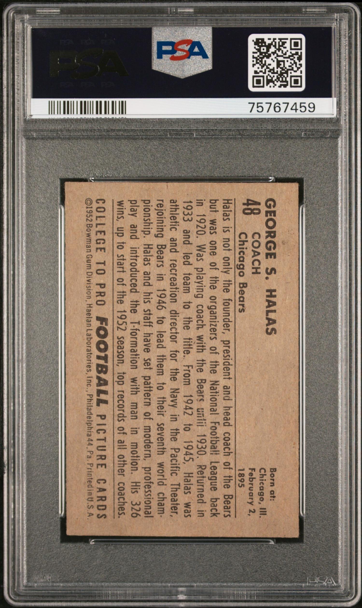 A Group of PSA Graded 1952 Bowman Large and Small George Halas Rookie Cards