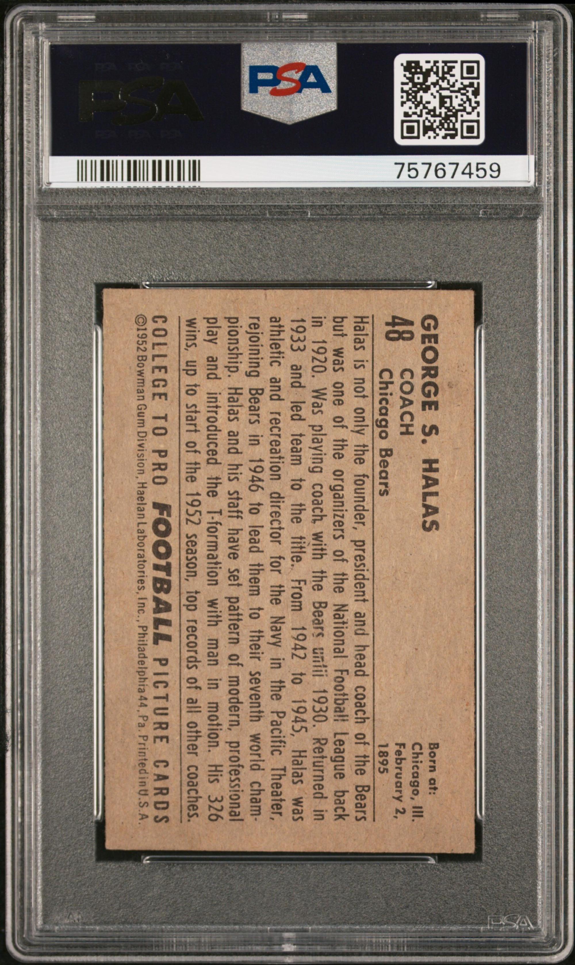A Group of PSA Graded 1952 Bowman Large and Small George Halas Rookie Cards