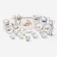 A KPM porcelain tea and coffee service with hunt theme 19th / 20th century