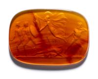 A Neoclassical Carnelian Intaglio with Ulysses and Minerva Frightening the Suitors with the Aegis.