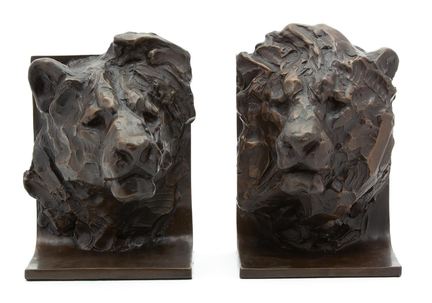Kenneth Bunn, (American, b. 1938), Lion & Lioness Bookends