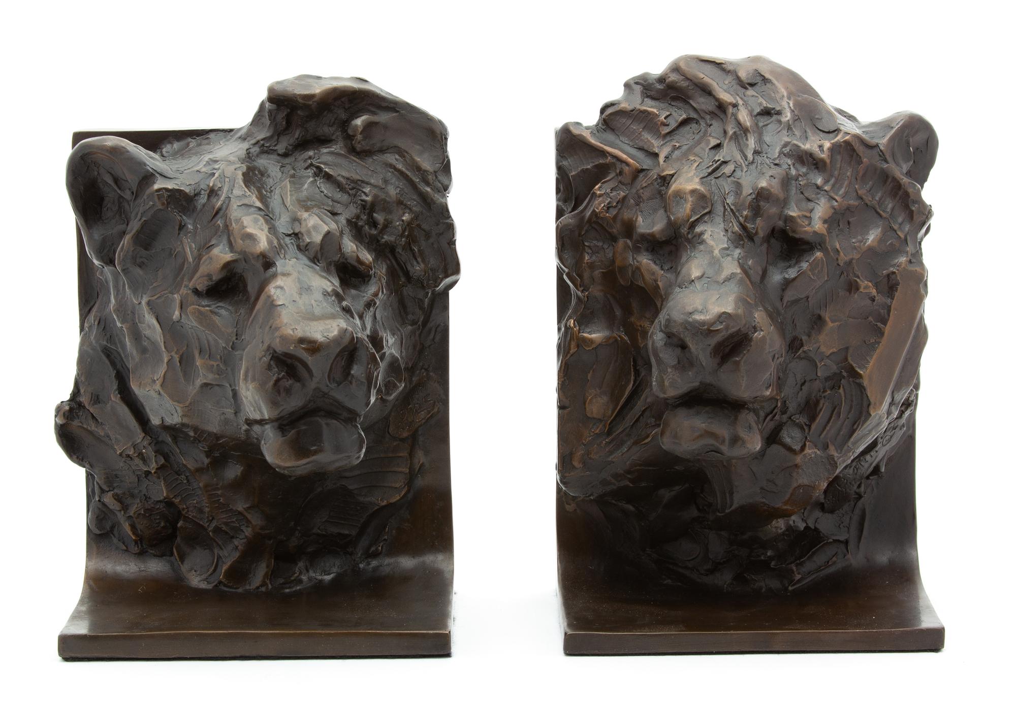 Kenneth Bunn, (American, b. 1938), Lion & Lioness Bookends