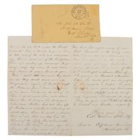 [Civil War]. War-date letter and "Battle Flag" fragment from Corporal William A. Smith, 116th Pennsylvania Regiment, part of the famed Irish Brigade.