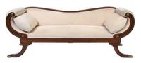 A Regency Style Gilt Metal Mounted Mahogany Sofa Height 33 1/2 x width 88 x depth 26 inches. — LATE 19TH/EARLY 20TH CENTURY