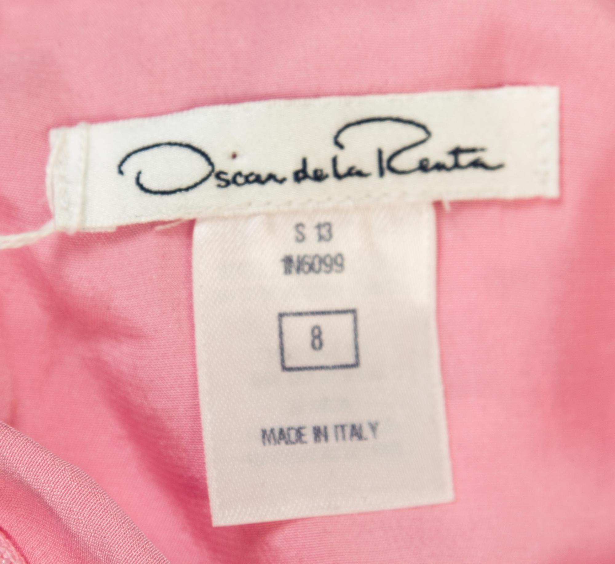 An Oscar de la Renta Pink Tweed and Lace Dress, Size: 8.