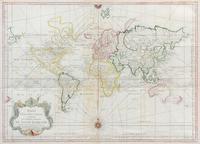 BELLIN, Jacques Nicholas (1703-1772). Essay d'une Carte Reduite, Contenant les Parties Connuees du Globe Terrestre. Paris, 1748.