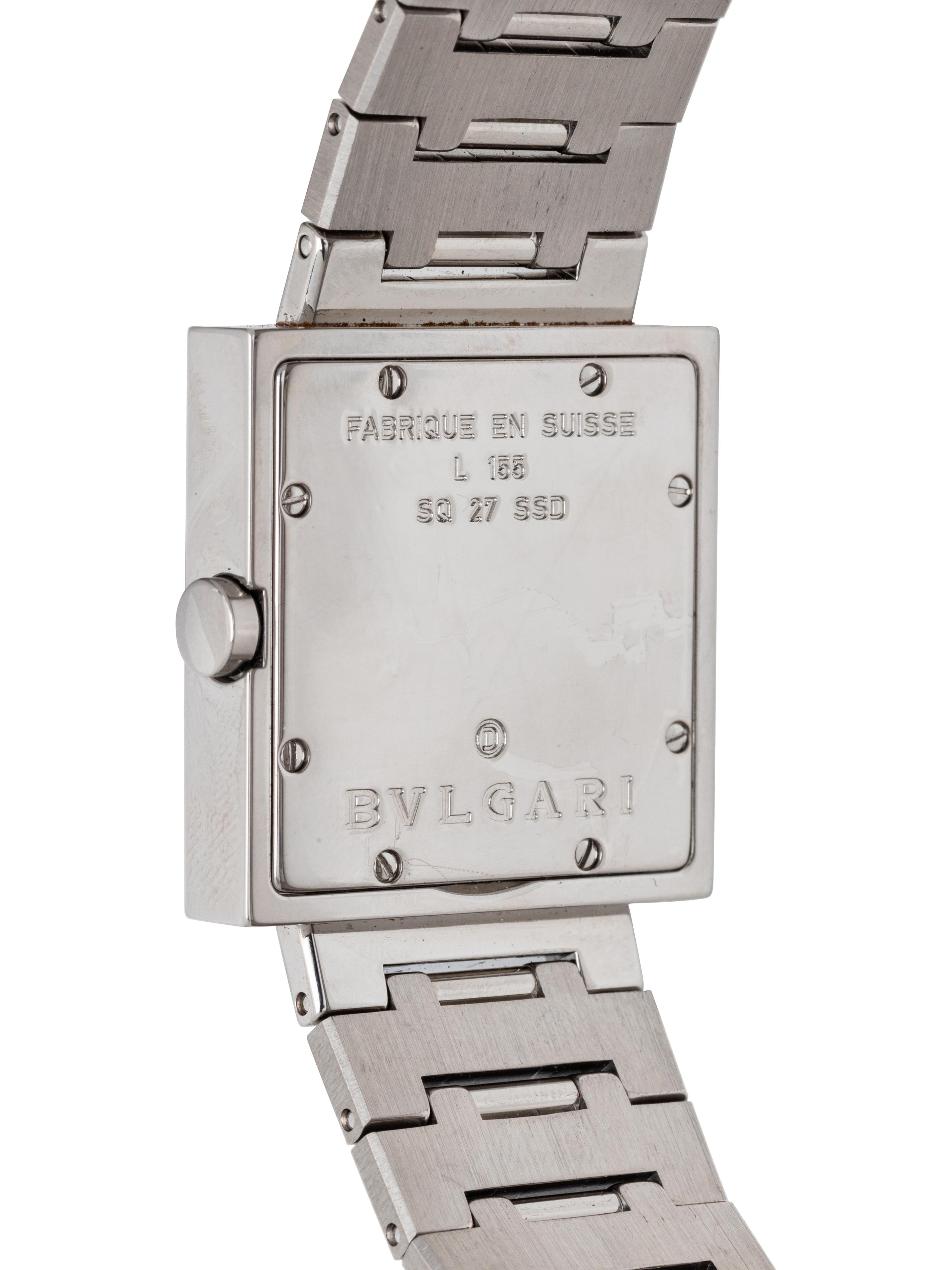 BULGARI, STAINLESS STEEL 'QUADRATO' WATCH