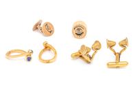 THREE PAIRS OF YELLOW GOLD CUFFLINKS