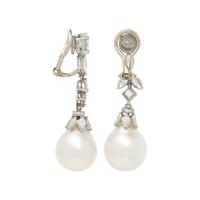 CULTURED PEARL AND DIAMOND DROP EARRINGS