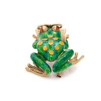 YELLOW GOLD AND POLYCHROME ENAMEL FROG BROOCH