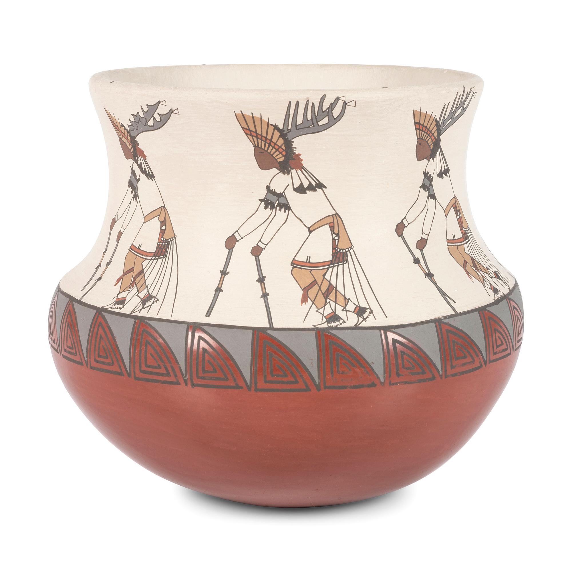 Pottery Jar, with Painted Figures