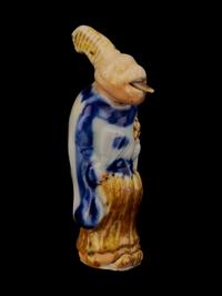 Five Miniature Japanese Ceramic Masks and One Porcelain Figural-Form Netsuke