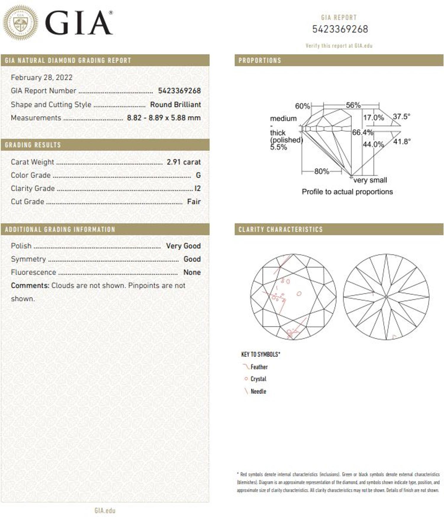 2.91 CARAT ROUND BRILLIANT CUT DIAMOND