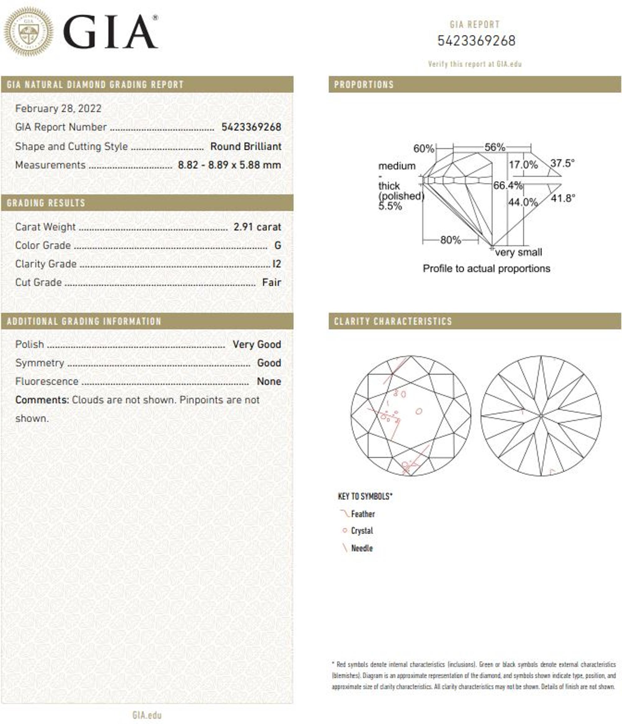 2.91 CARAT ROUND BRILLIANT CUT DIAMOND