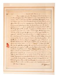 JEFFERSON, Thomas (1743-1826). Autograph letter signed ("Th: Jefferson"), to George W. Spooner. Monticello, 14 November 1819.