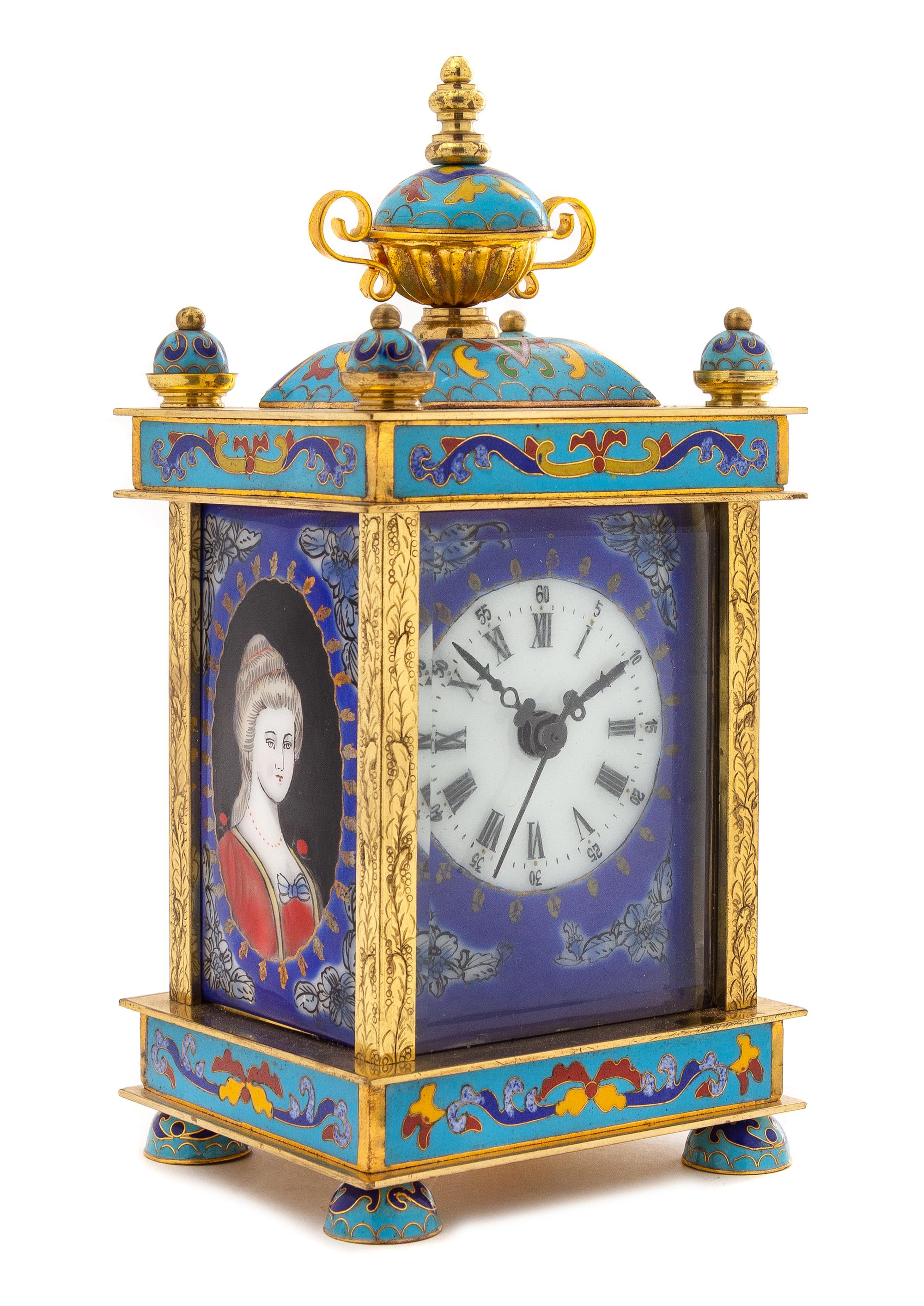 A Chinese Cloisonne Carriage Clock