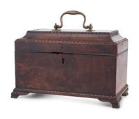 A George III Barberpole Inlaid Walnut Tea Caddy