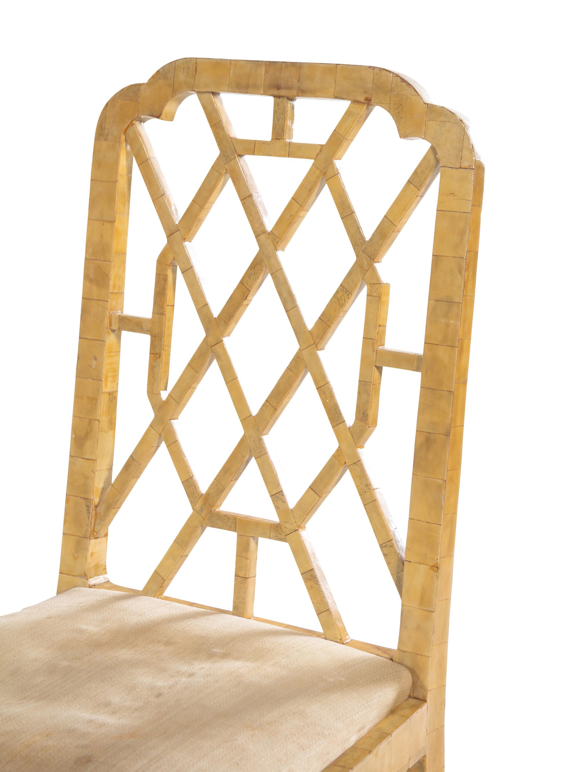 A Set of Four Georgian Style Bone-Veneered Dining Chairs