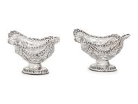 A Pair of English Silver Pierce Decorated Candy Dishes