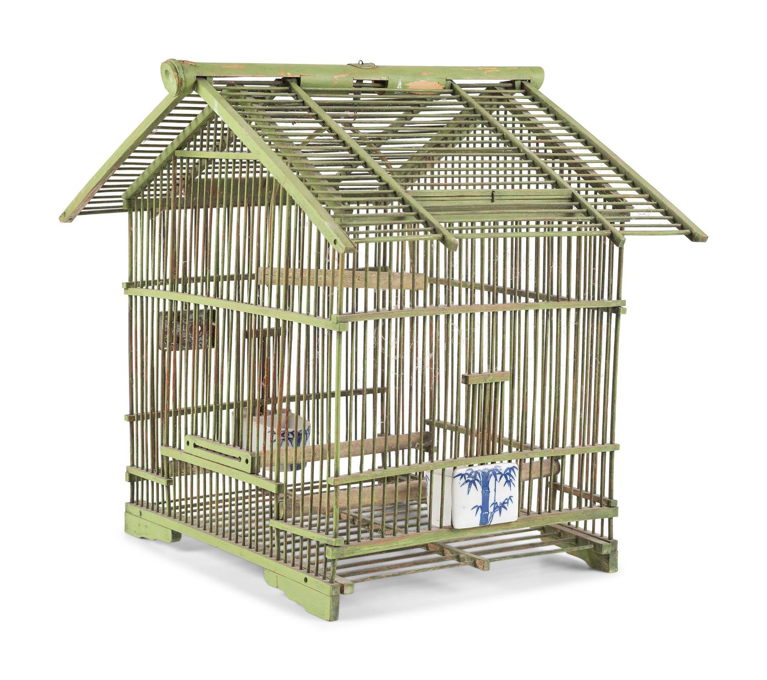 Four Wood and Wire Bird Cages