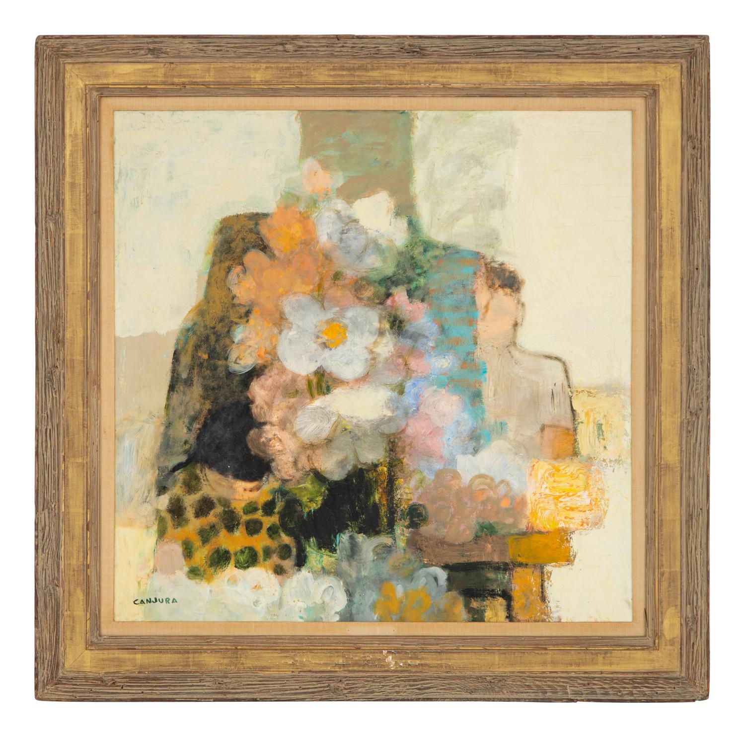 Couple with Bouquet of Flowers