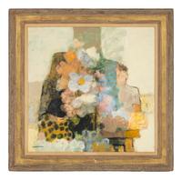 Couple with Bouquet of Flowers