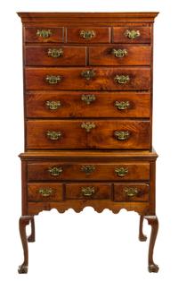 An American Walnut Highboy Height 77 x width 41 1/2 x depth 24 inches. — NEW ENGLAND, LATE 18TH CENTURY