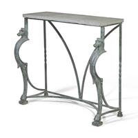 A Patinated Iron and Blue Stone Console Table