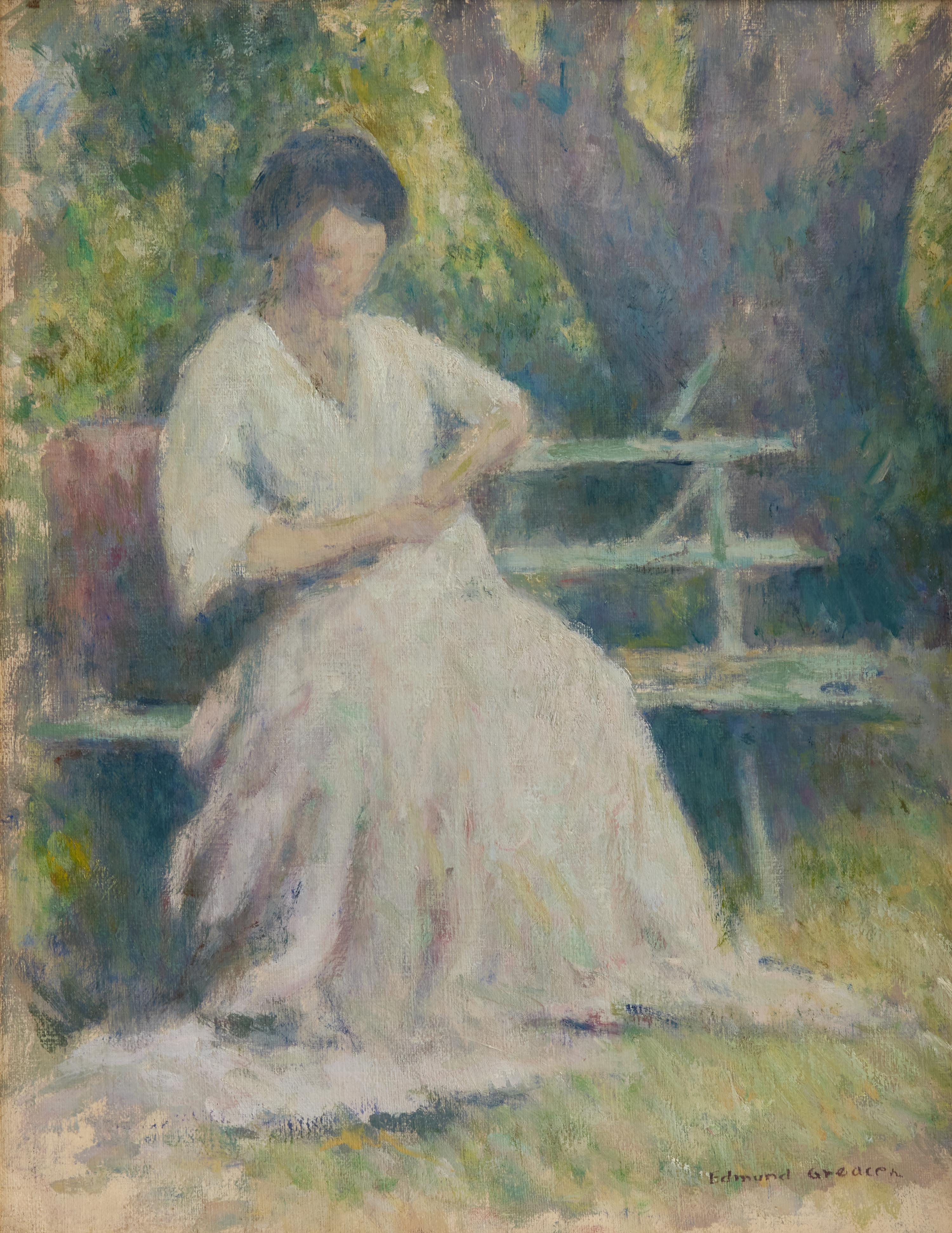 Edmund Greacen (American, 1876–1949) — Reading on the Park Bench