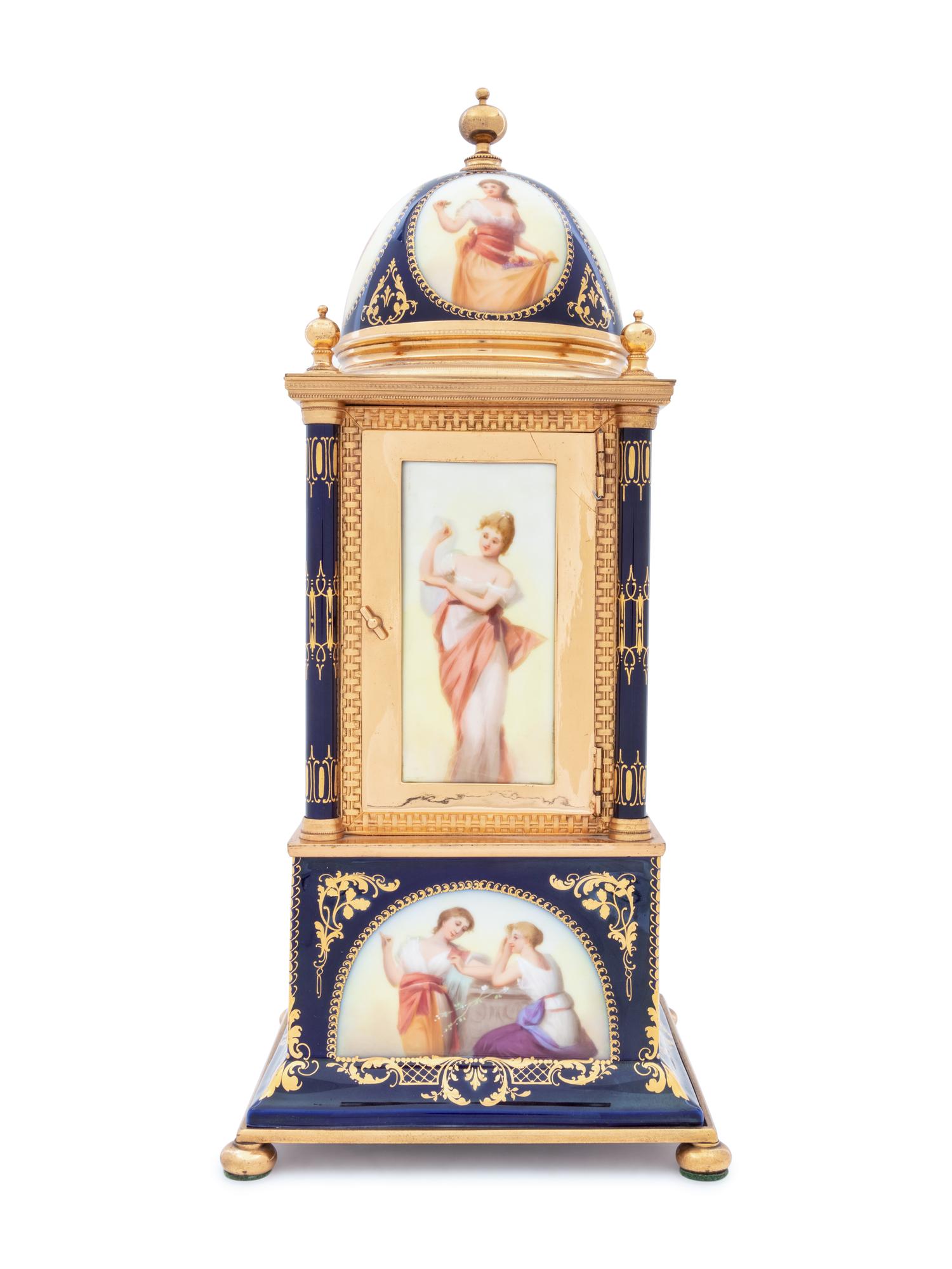 A Vienna Porcelain Mantel Clock