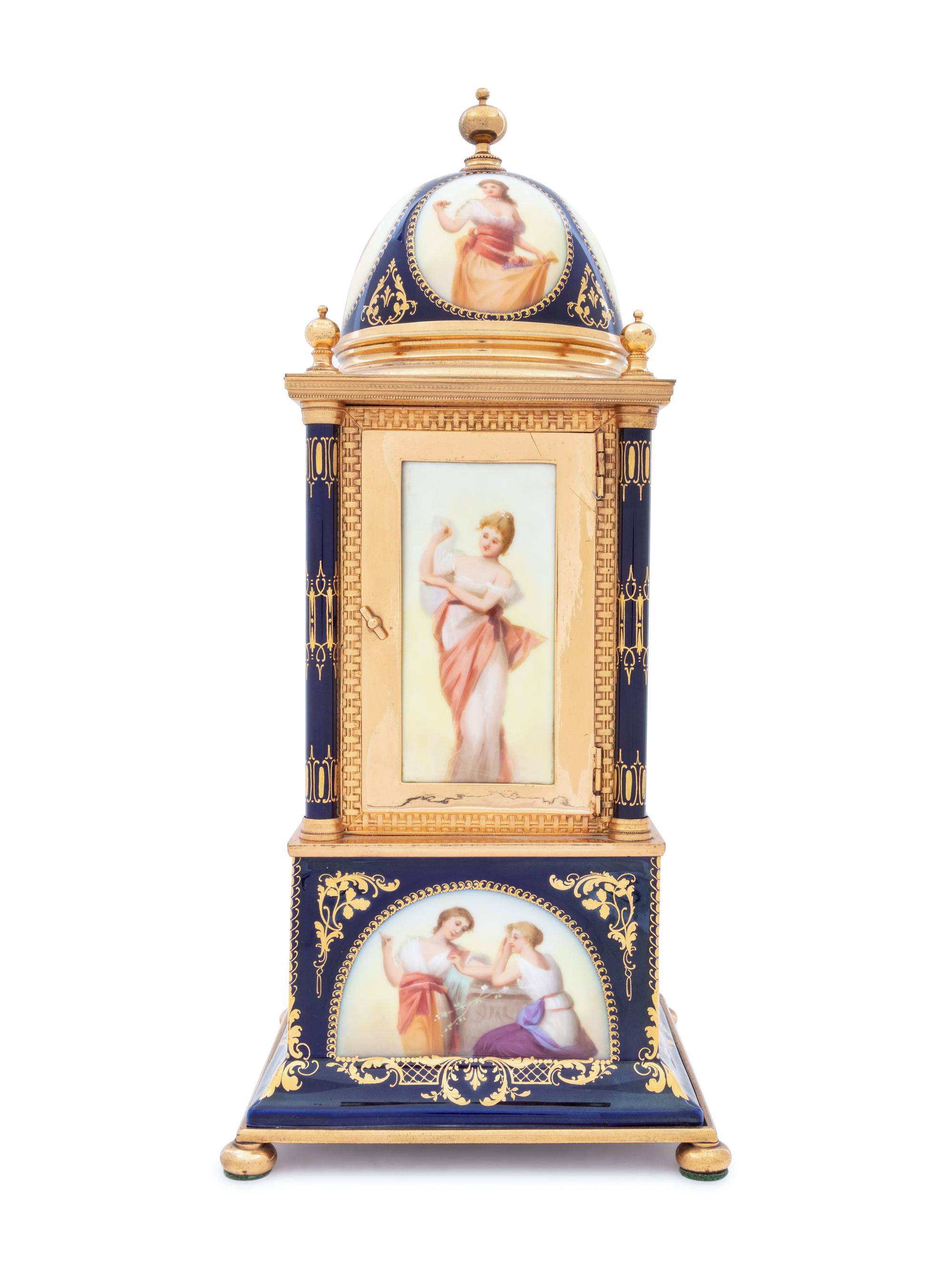 A Vienna Porcelain Mantel Clock
