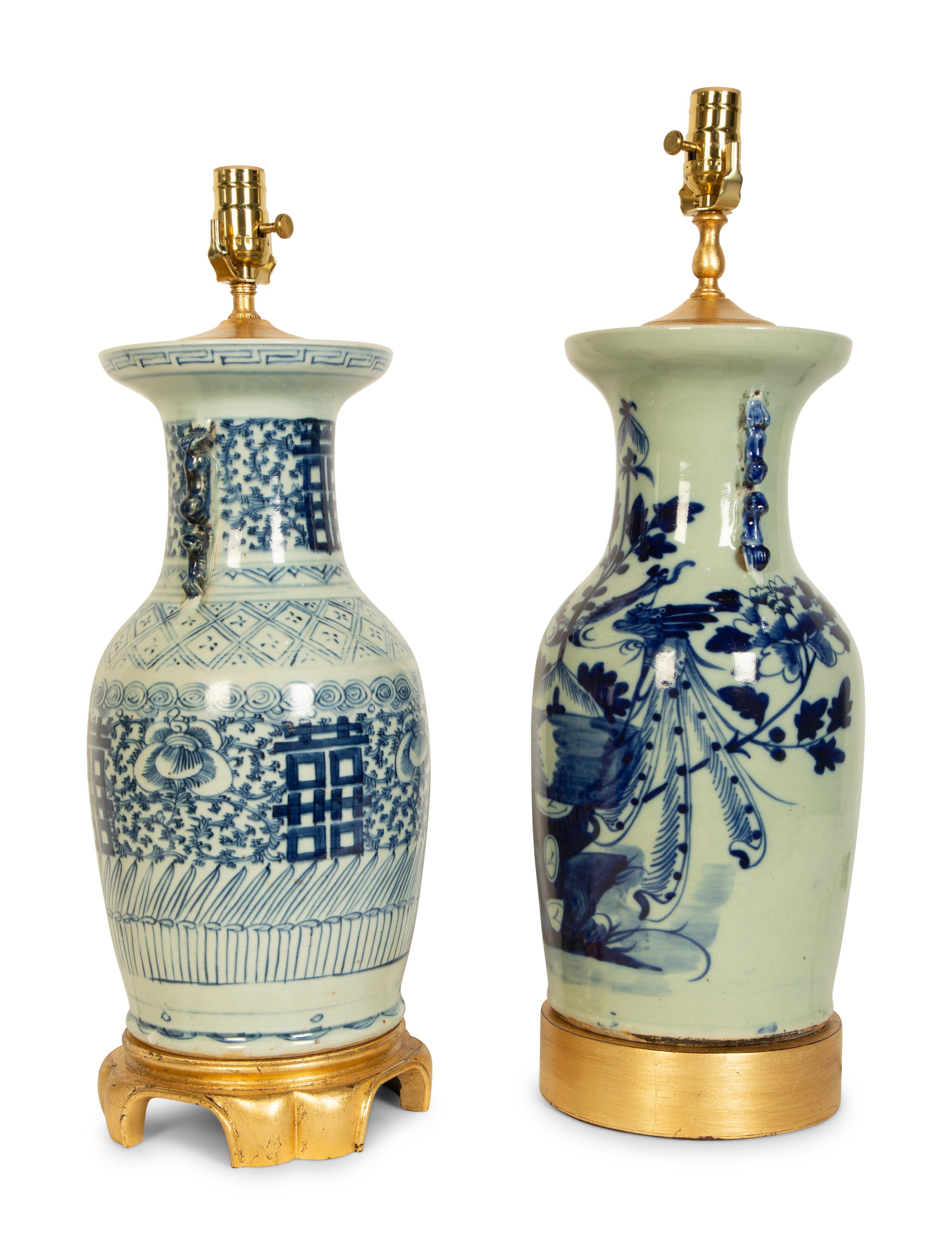 Two Chinese Export Porcelain Vases Mounted as Lamps