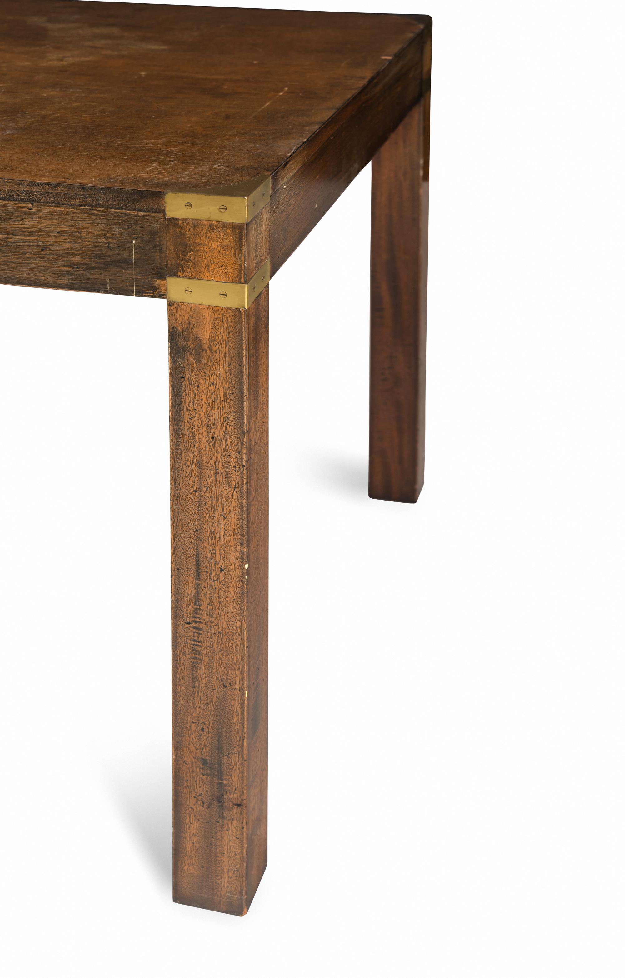 A Campaign Style Brass Mounted Walnut Table
