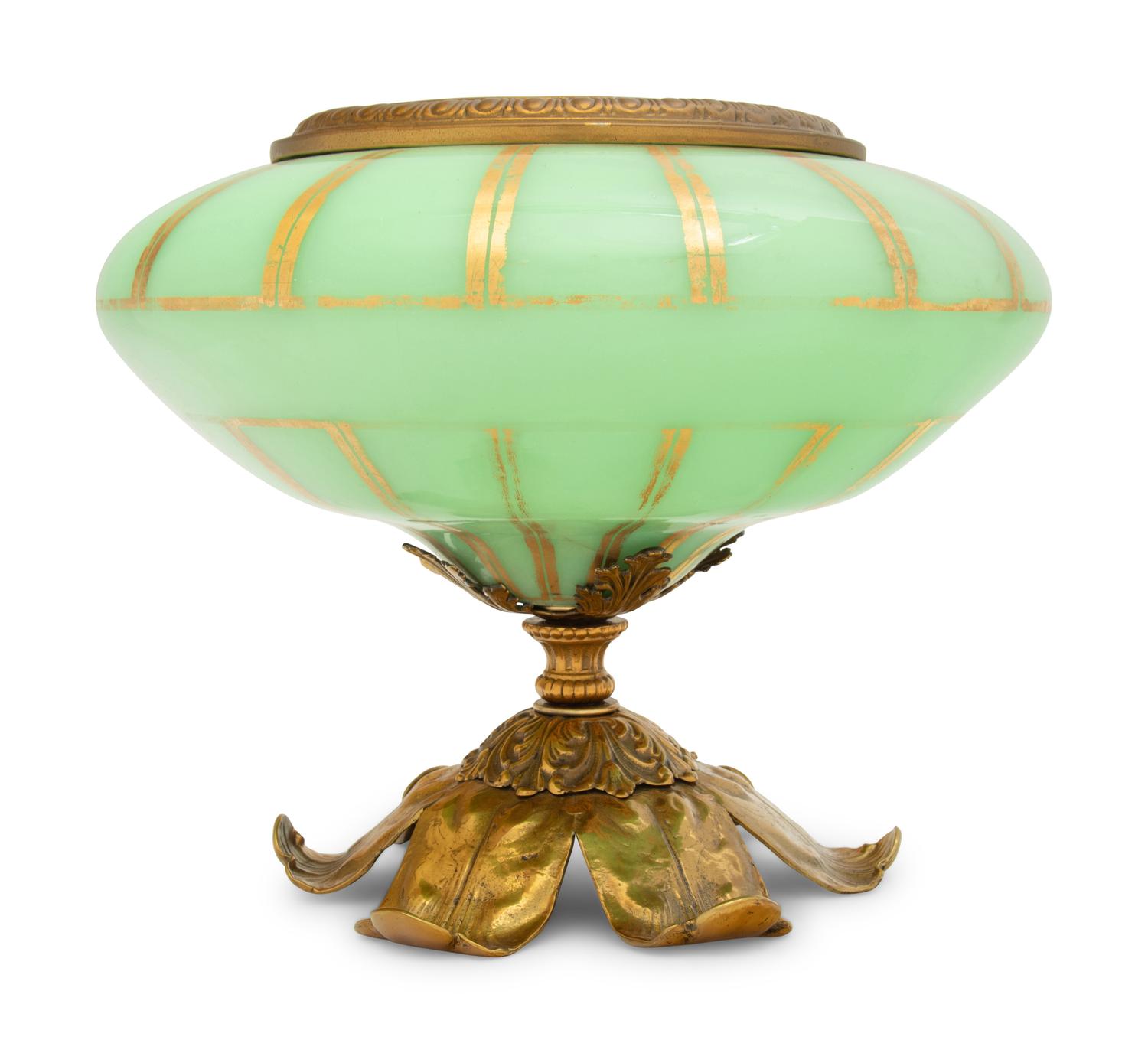 A French Gilt Metal and Opaline Glass Center Bowl