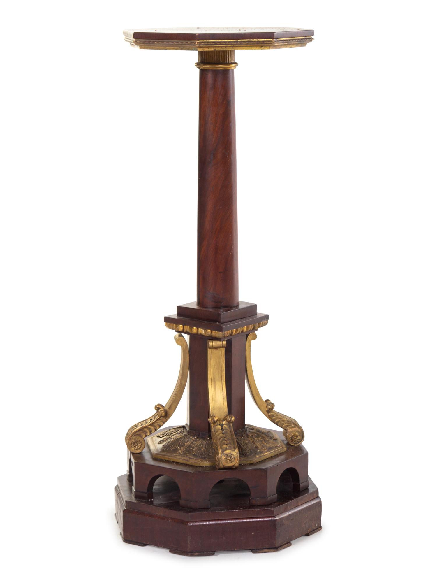 A Parcel Gilt Mahogany Pedestal