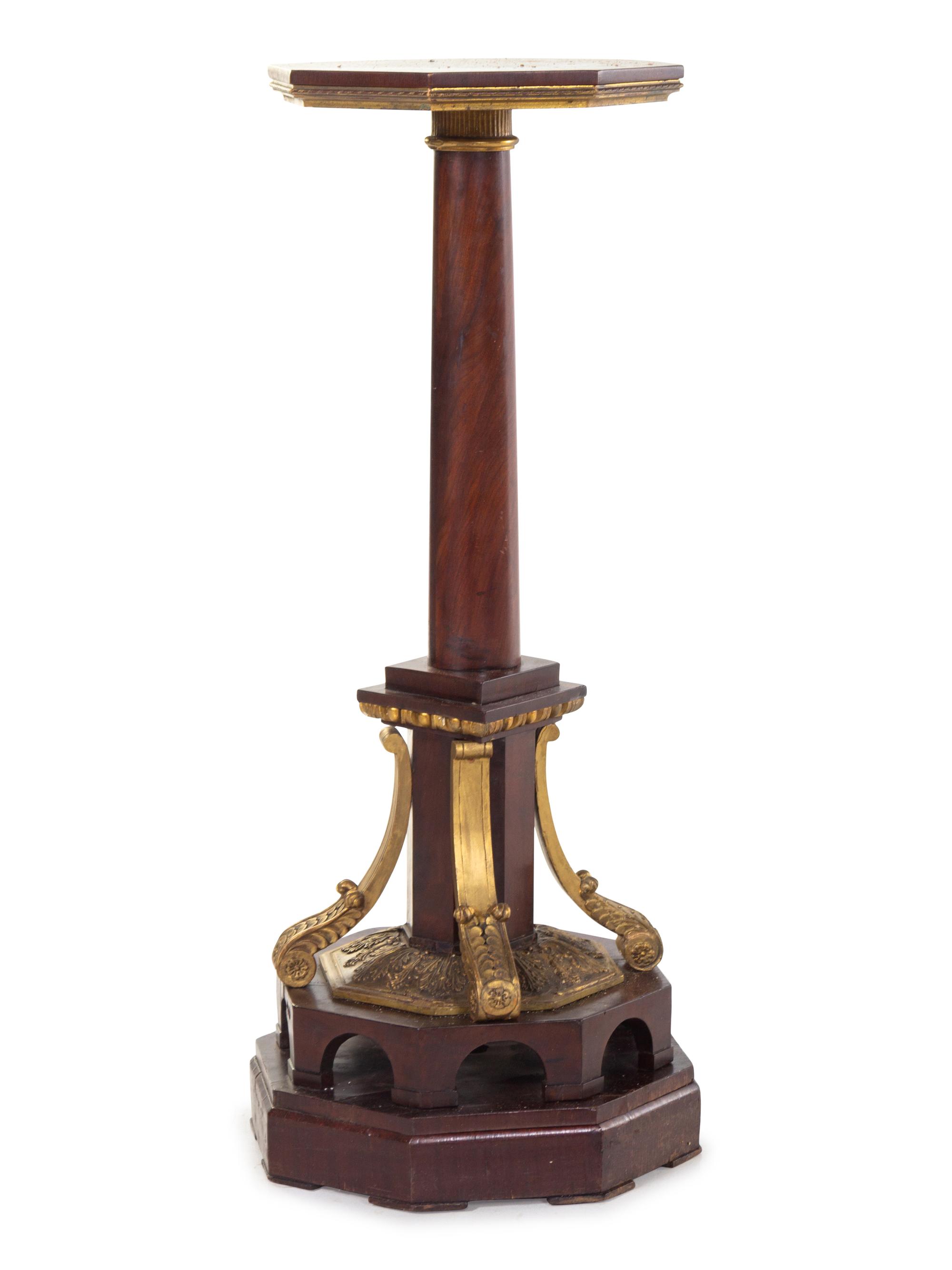 A Parcel Gilt Mahogany Pedestal