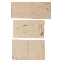 [REVOLUTIONARY WAR]. Group of 3 pay receipts for the hire of a substitute soldier identified to Samuel Stearns of Waltham, Massachusetts.
