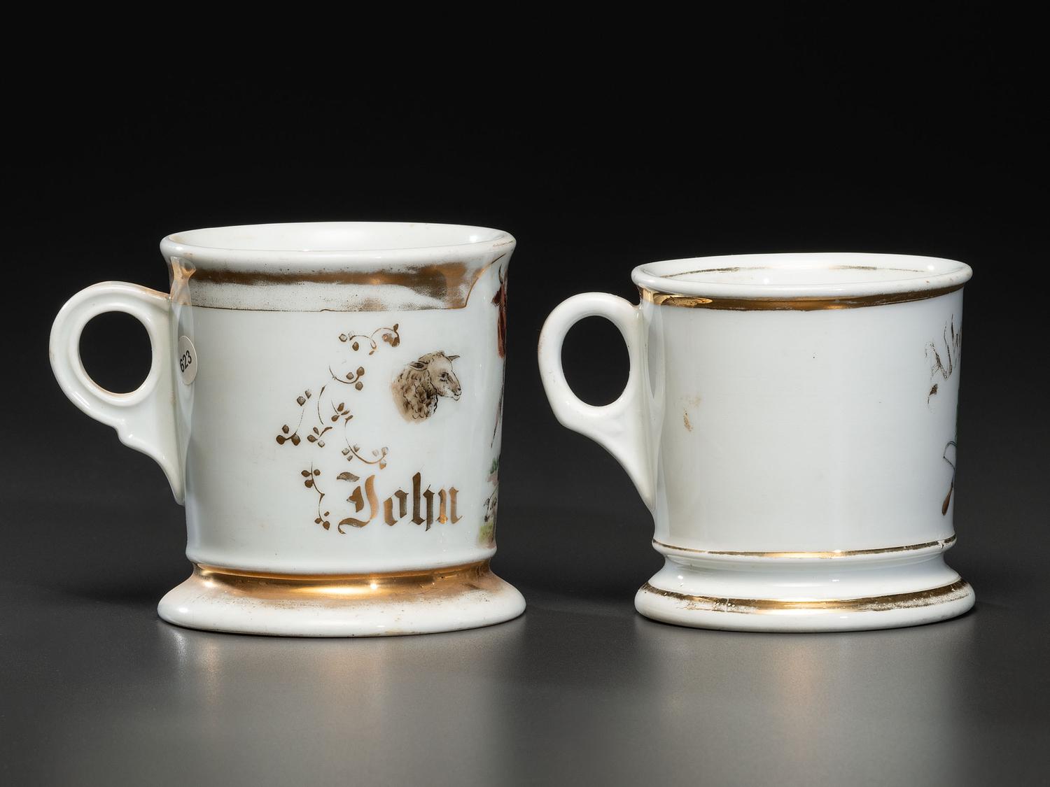Two Butcher's Occupational Shaving Mugs